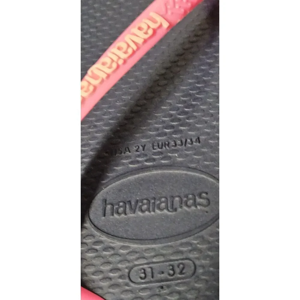 NWT Havaianas Brazil made Blue & Neon PInk Flip Flop kids 2Y/foot‎ 20.7- 21cm